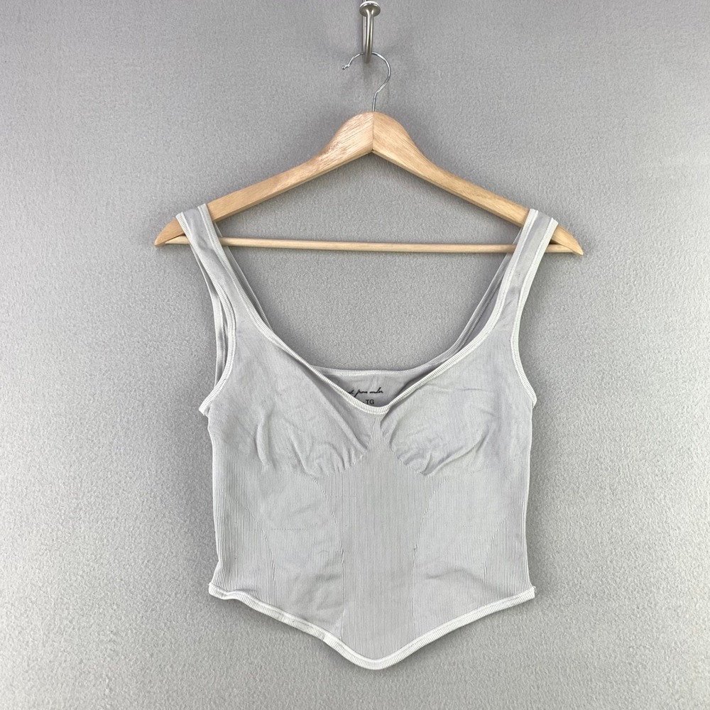 Out From Under Corset Tank Top Womens XL Gray Ribbed Seamless Stretch